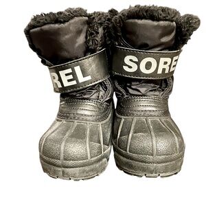 SOREL TODDLER SNOWY COMMANDER BOOTS BLK SZ 8